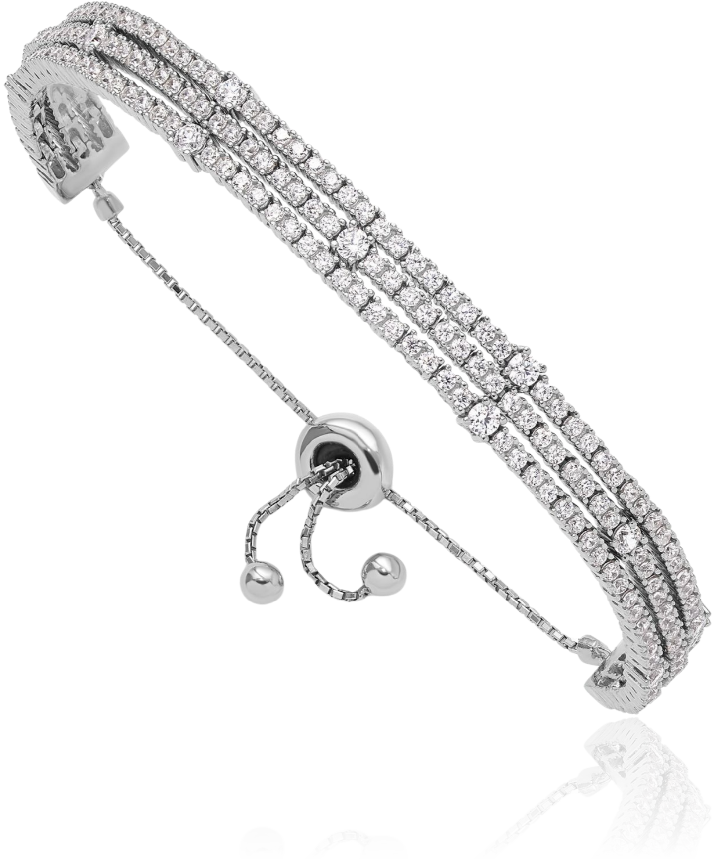 925 Sterling Silver CZ Adjustable Wrap Bracelet
