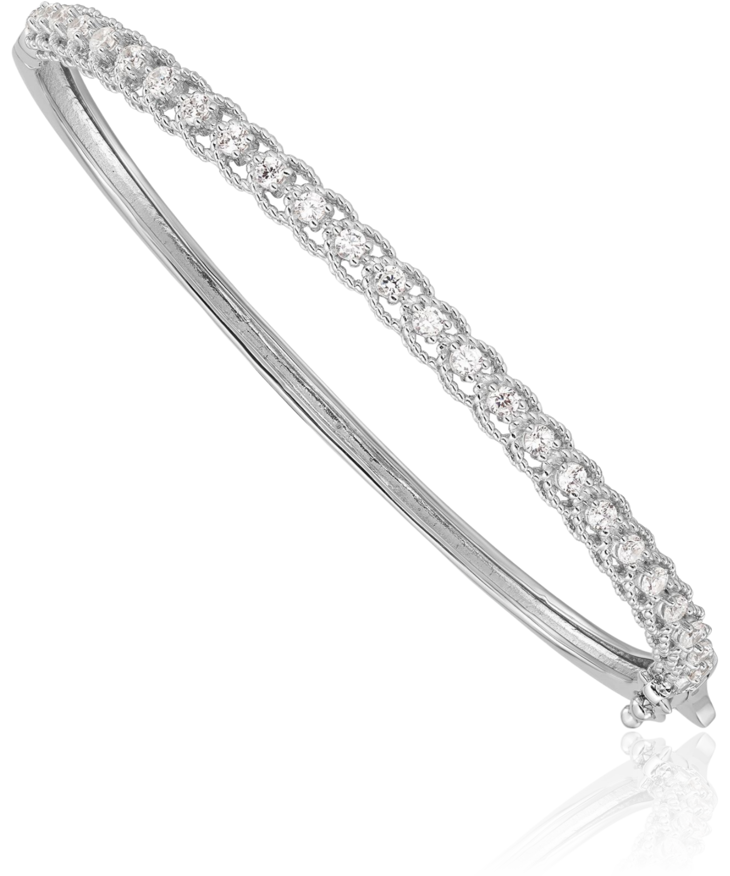 925 Sterling Silver CZ Hinged Bangle Bracelet | eBay