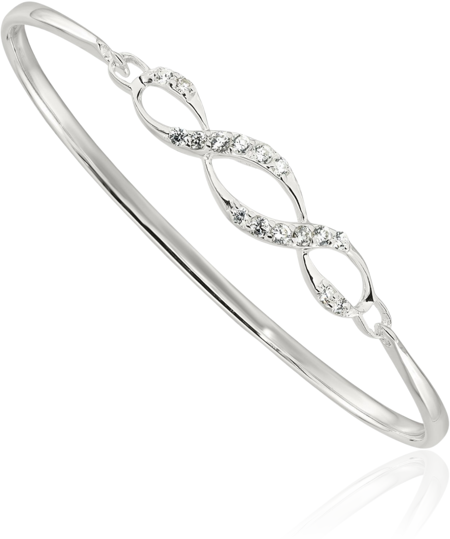 925 Sterling Silver CZ Hook Bangle Bracelet | eBay UK