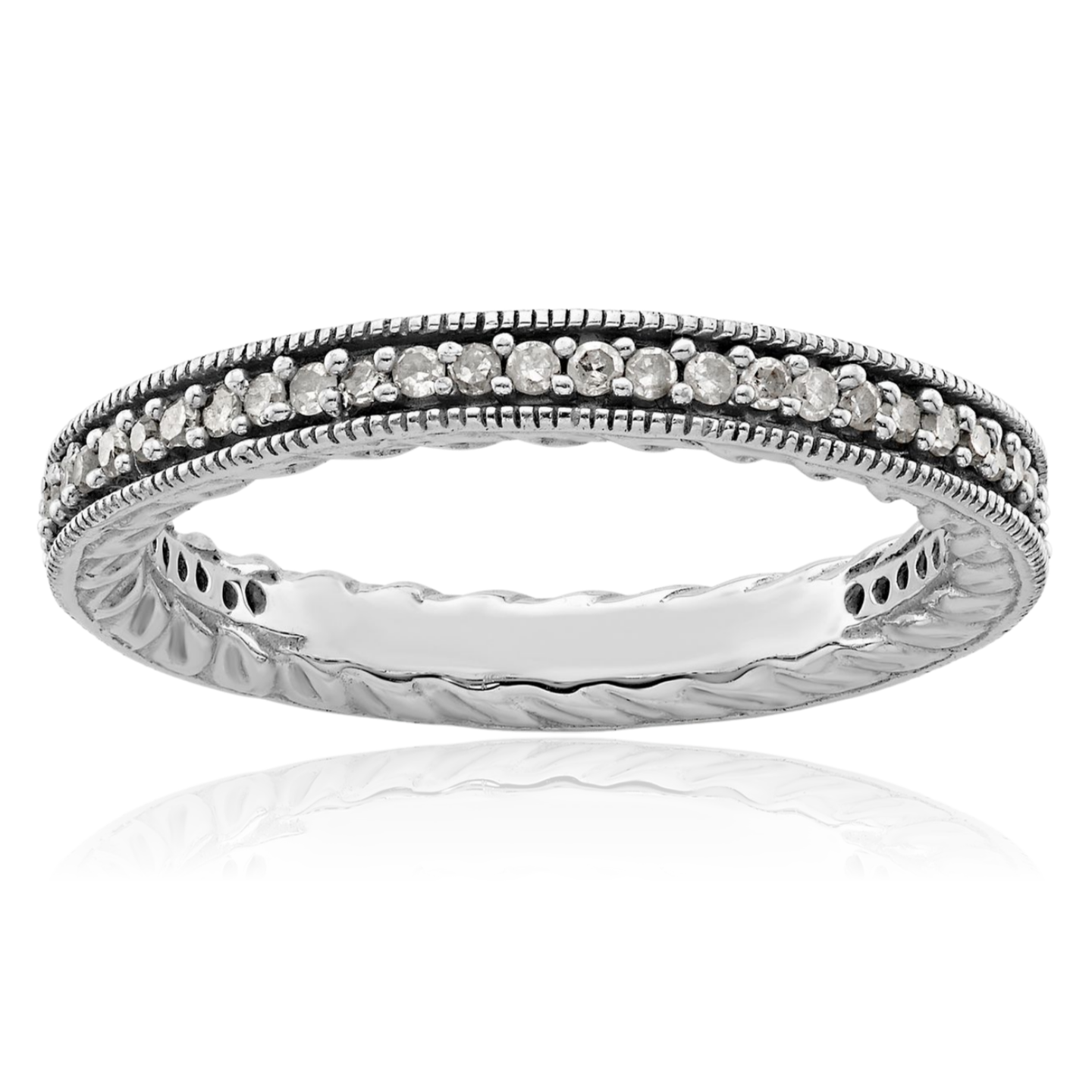 925 Sterling Silver Diamond Stacking Wedding Ring - Picture 12 of 71