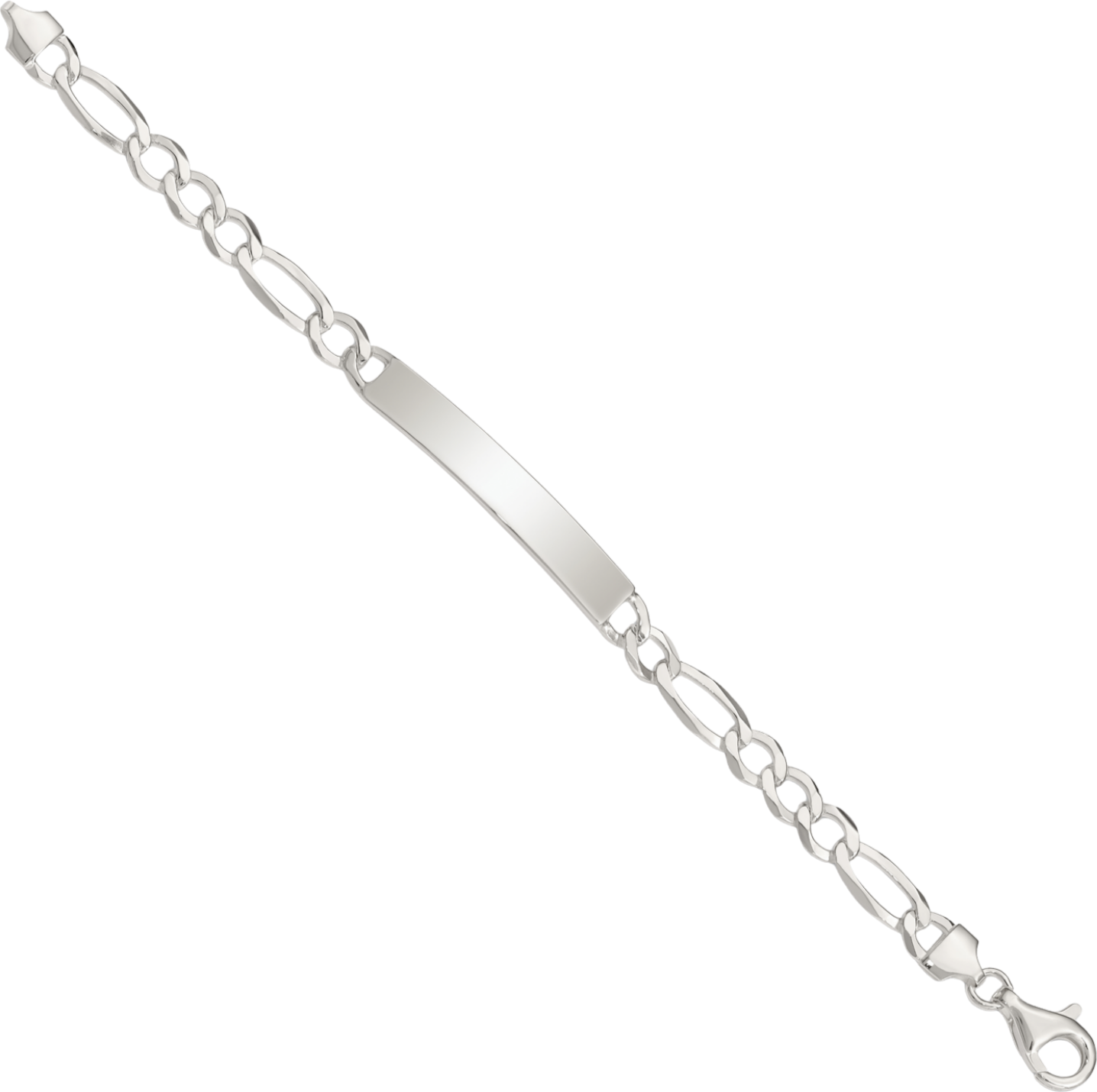 925 Sterling Silver Figaro Link ID Bracelet - Picture 7 of 16