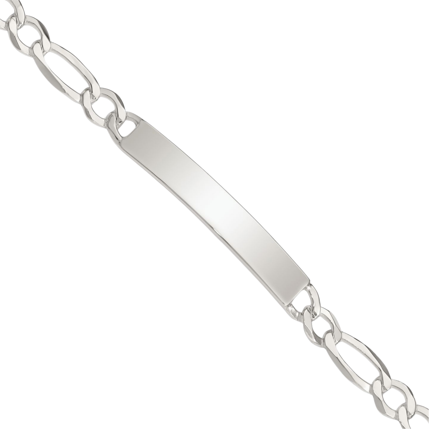 925 Sterling Silver Figaro Link ID Bracelet - Picture 8 of 16