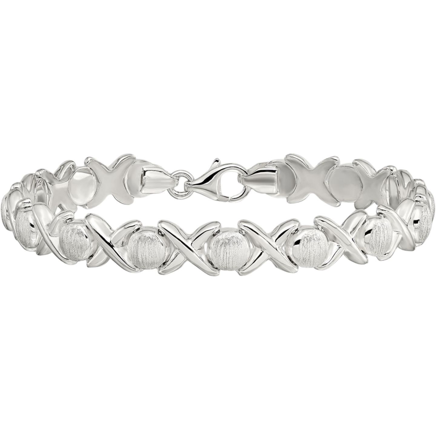 925 Sterling Silver Hearts Kisses Hugs Chain Bracelet