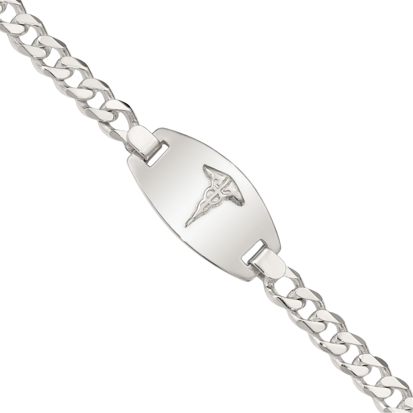 925 Sterling Silver Medical Alert Curb Link Chain Bracelet - Picture 11 of 22