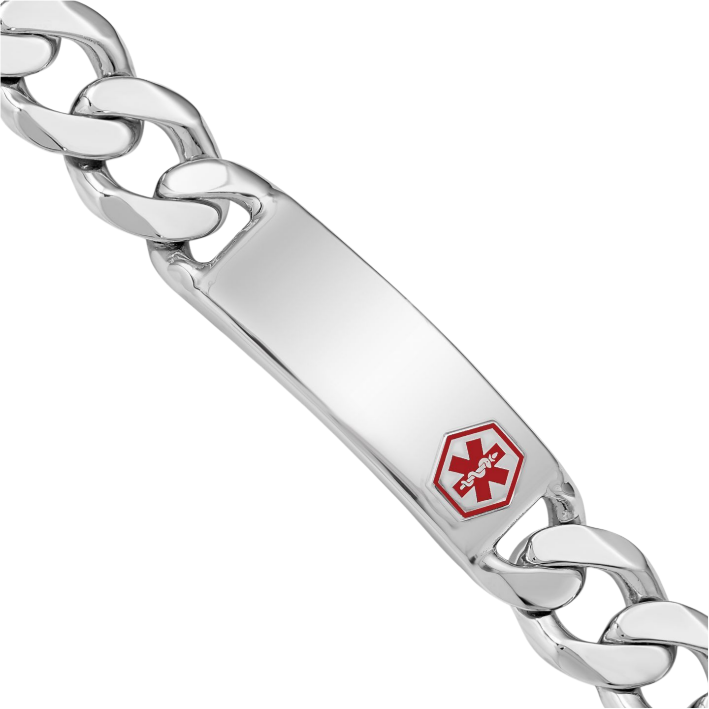 925 Sterling Silver Medical Alert ID Curb Link Chain Bracelet - Picture 10 of 12