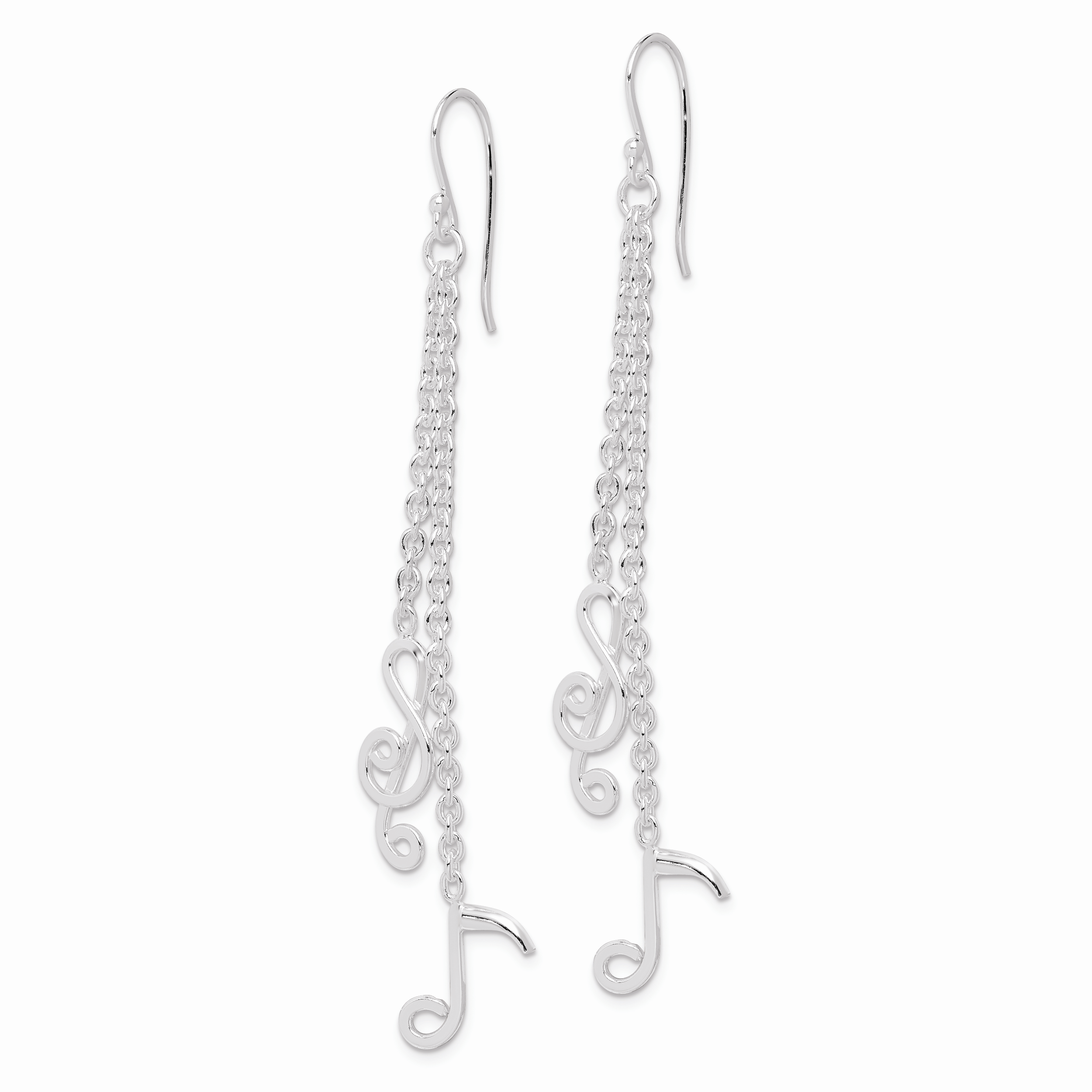 925 sterling silver treble clef music note dangle earrings - Picture 3 of 7