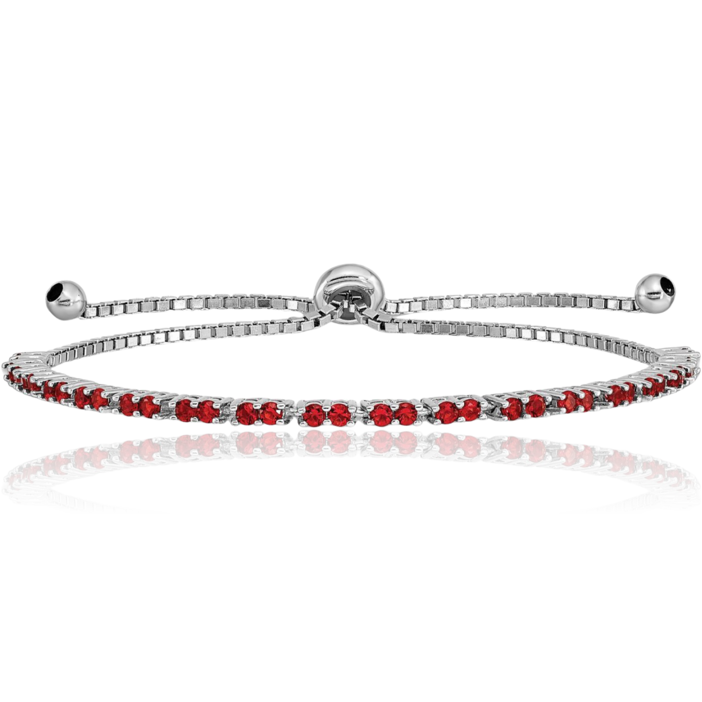 925 Sterling Silver Red CZ Adjustable Wrap Bracelet