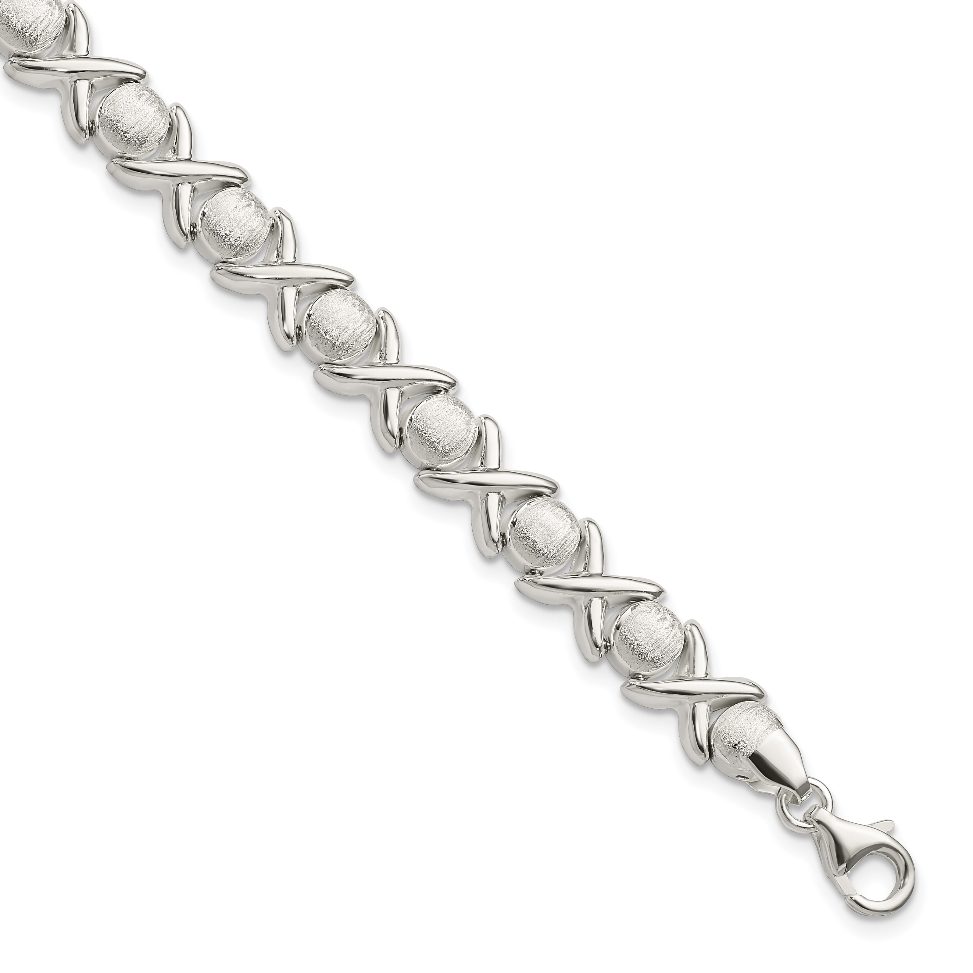 925 Sterling Silver Hearts Kisses Hugs Chain Bracelet