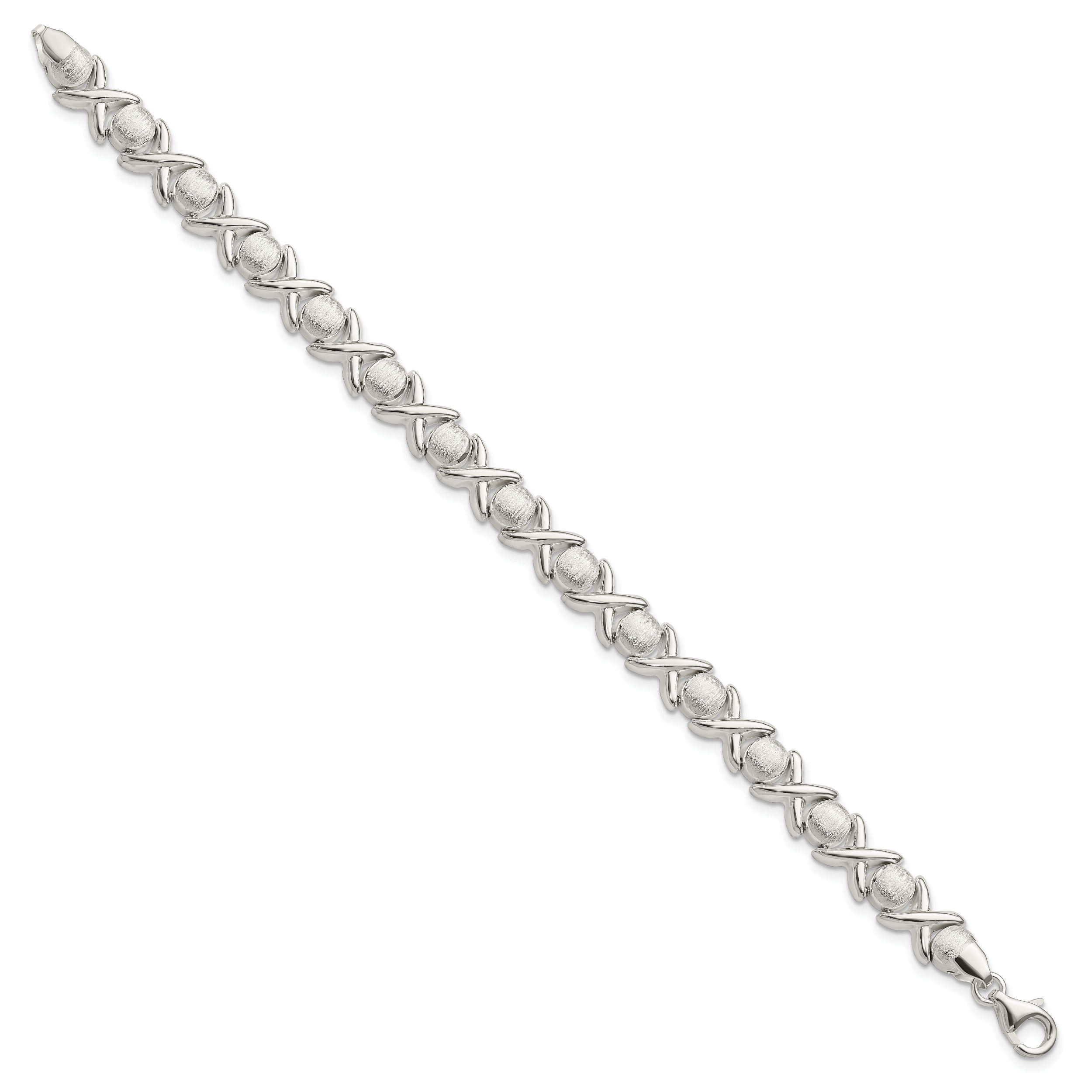 925 Sterling Silver Hearts Kisses Hugs Chain Bracelet