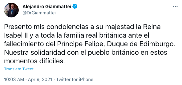 Príncipe Felipe reacciones