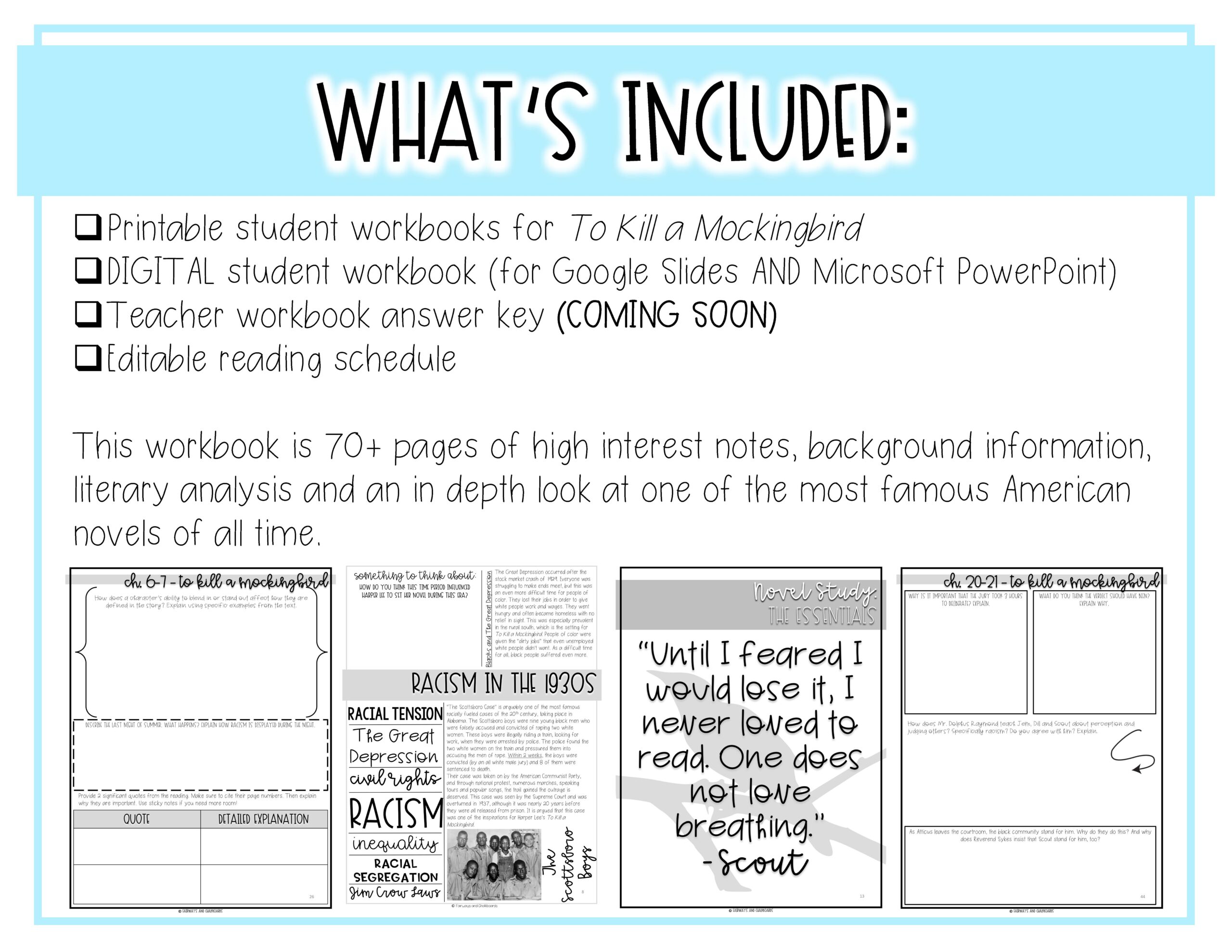 To Kill a Mockingbird Student Workbook | Digital and Printable - Classful