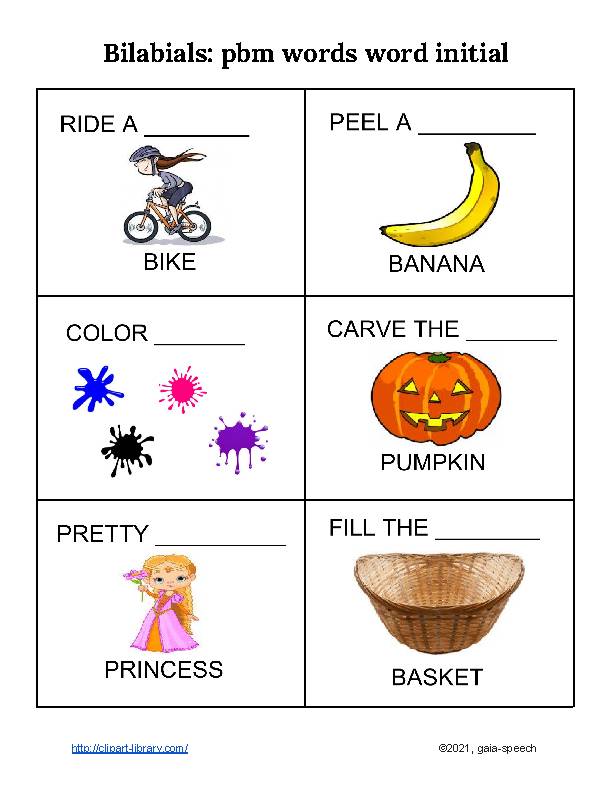 Bilabials pbm words word initial Classful