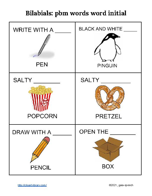 Bilabials pbm words word initial Classful