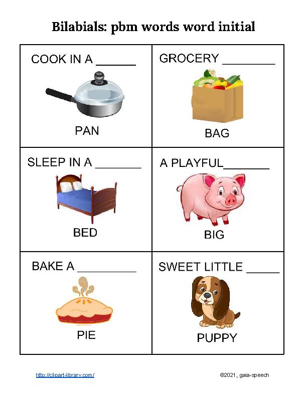 Bilabials pbm words word initial Classful