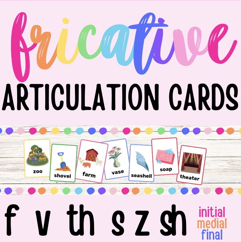 Fricative Picture Cards- Initial Medial Final Word Position /f, v, th ...