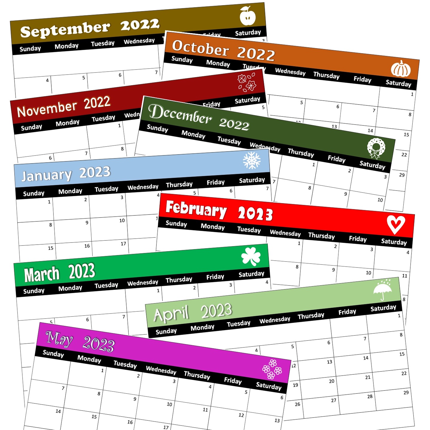 2022 - 23 projectable editable & printable calendar in Google Slides -  Classful