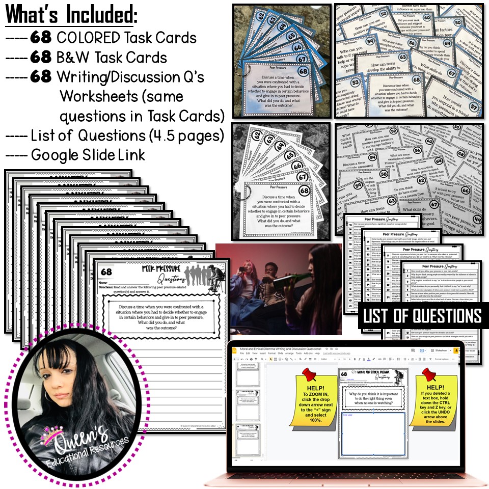 Peer Pressure Writing and Discussion Questions (Print and Digital) -  Classful
