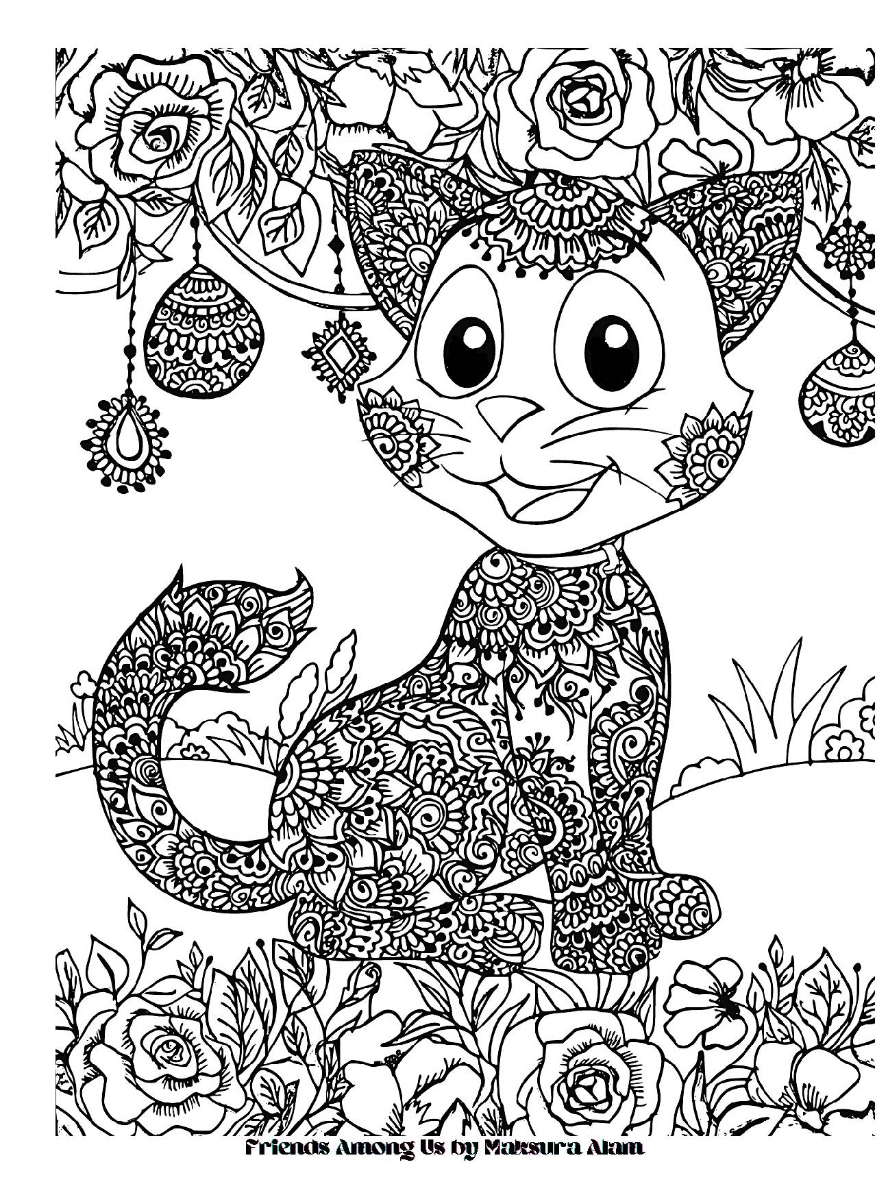 Friends Among Us- Cat Coloring Page - Classful