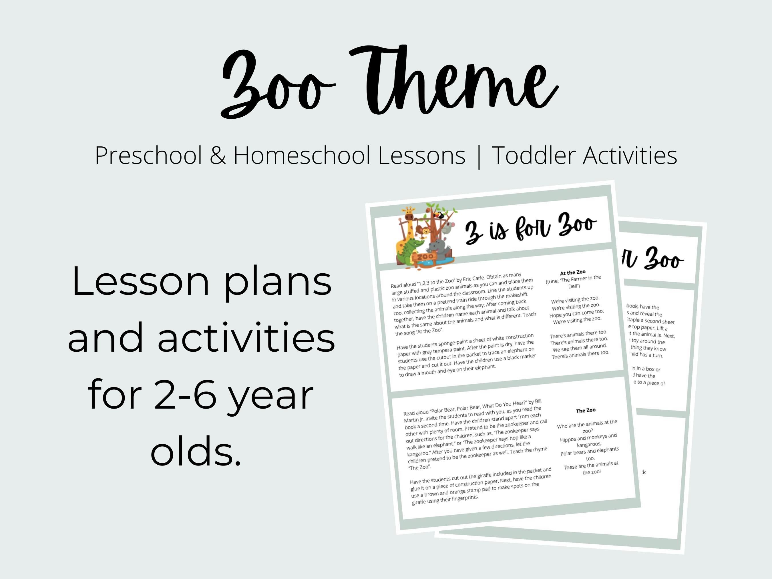 Zoo Theme Preschool Curriculum Printable | Homeschool Lesson Plan Printable  | For Preschool Teachers, Homeschooling & Stay-At-Home Moms - Classful
