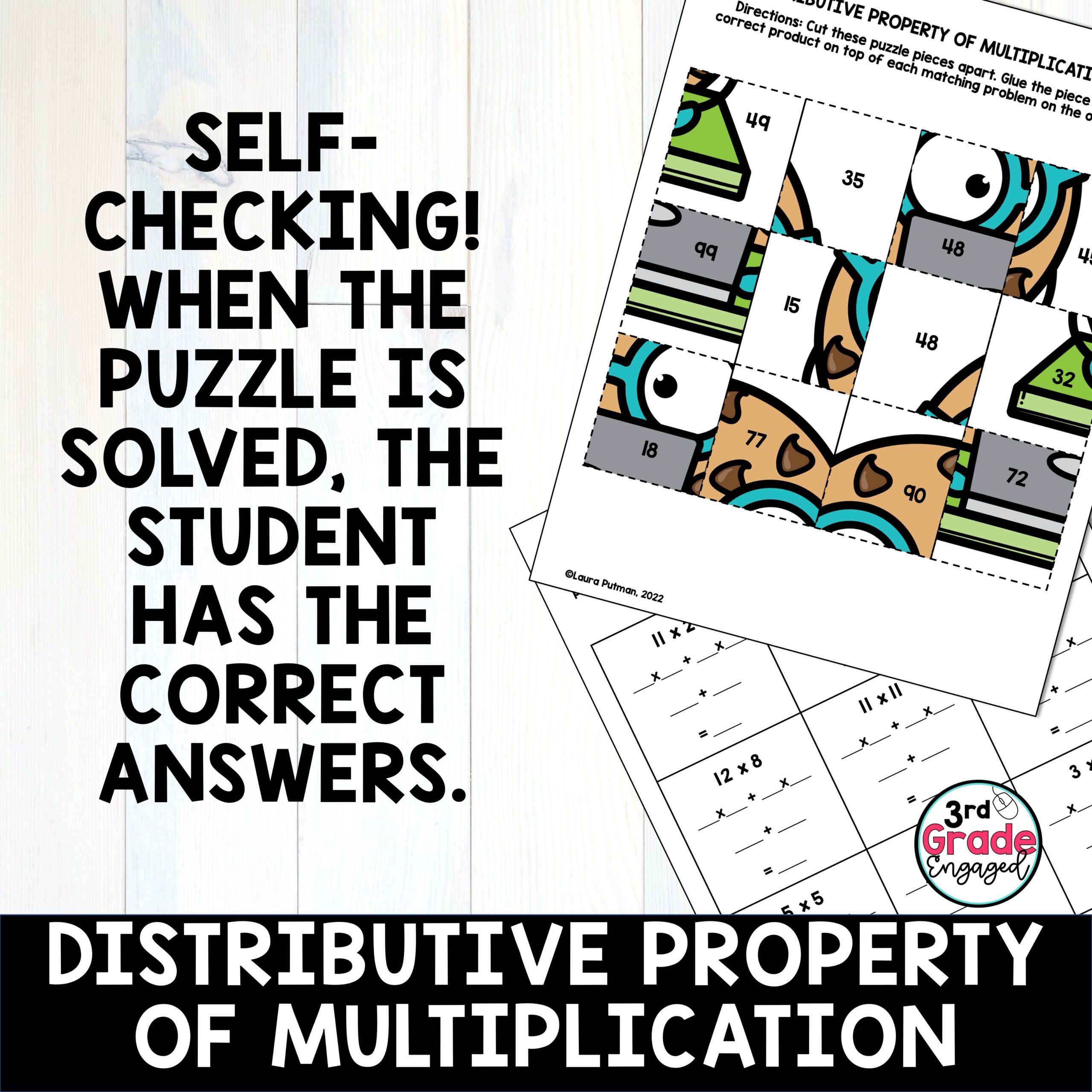 Distributive Property of Multiplication Math Puzzles - Classful