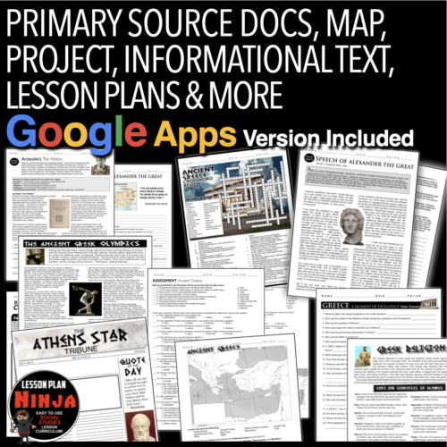 Ancient Greece Unit PPTs, Guided Notes, Worksheets, Kahoot, Test