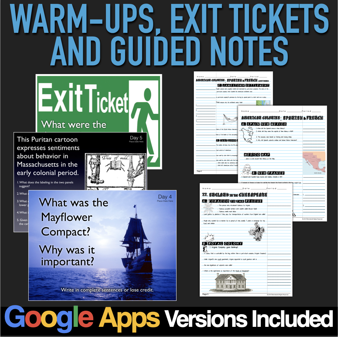 13 Colonies Unit (American Colonies) PPTs, Worksheets, Guided Notes,  GoogleApps - Classful