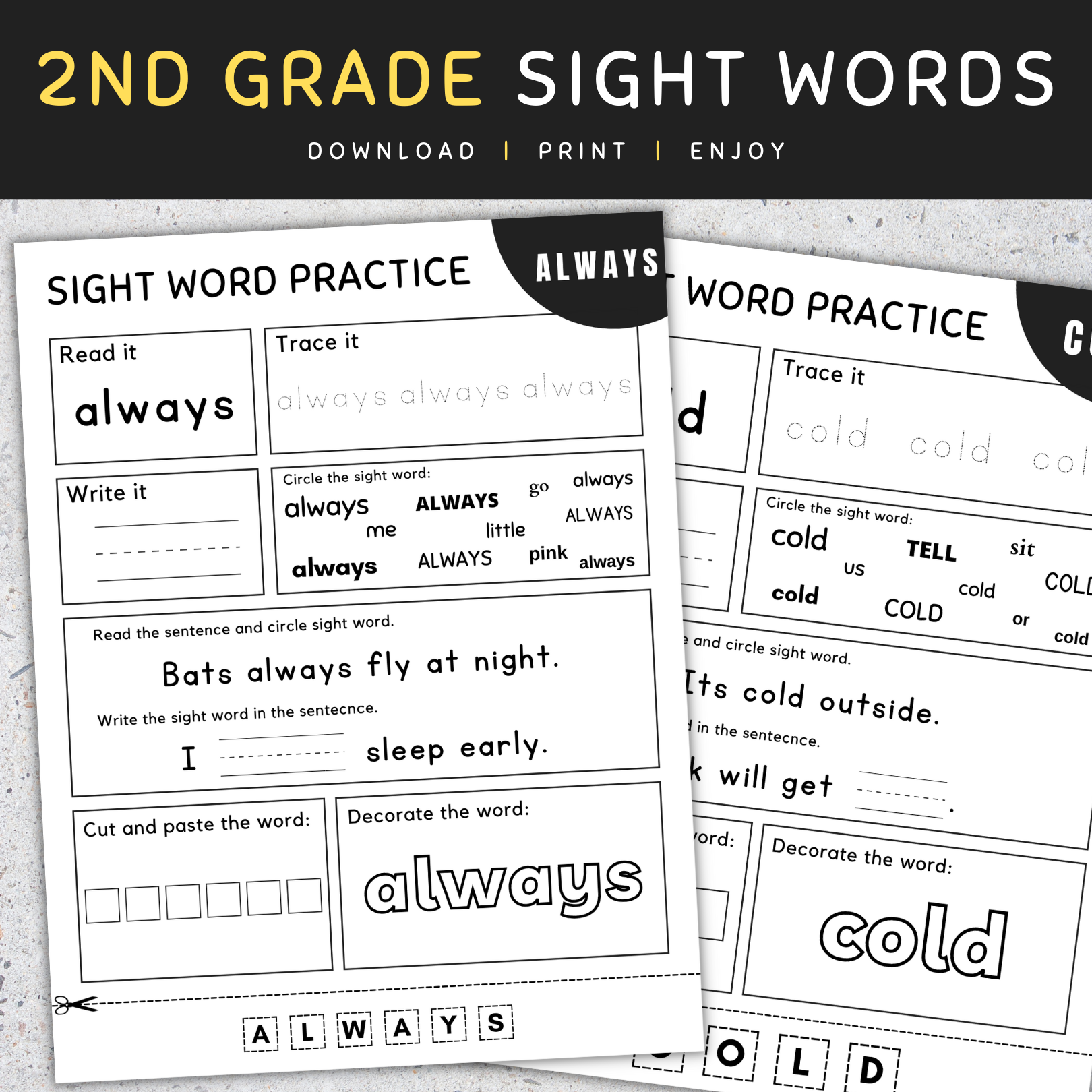 Second Grade Sight Words- 2nd Grade Sight Words Worksheets & Activities,  [SET 1] - Classful