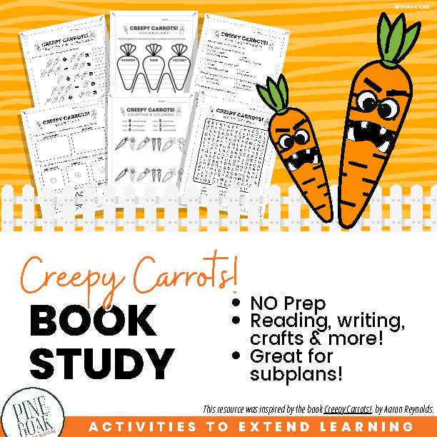 Creepy Carrots Activities and Book Study - Halloween, Easter, Sub Plan ...