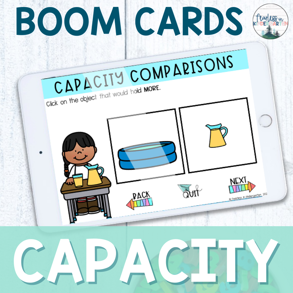 Volume and Capacity Kindergarten Boom Cards Classful