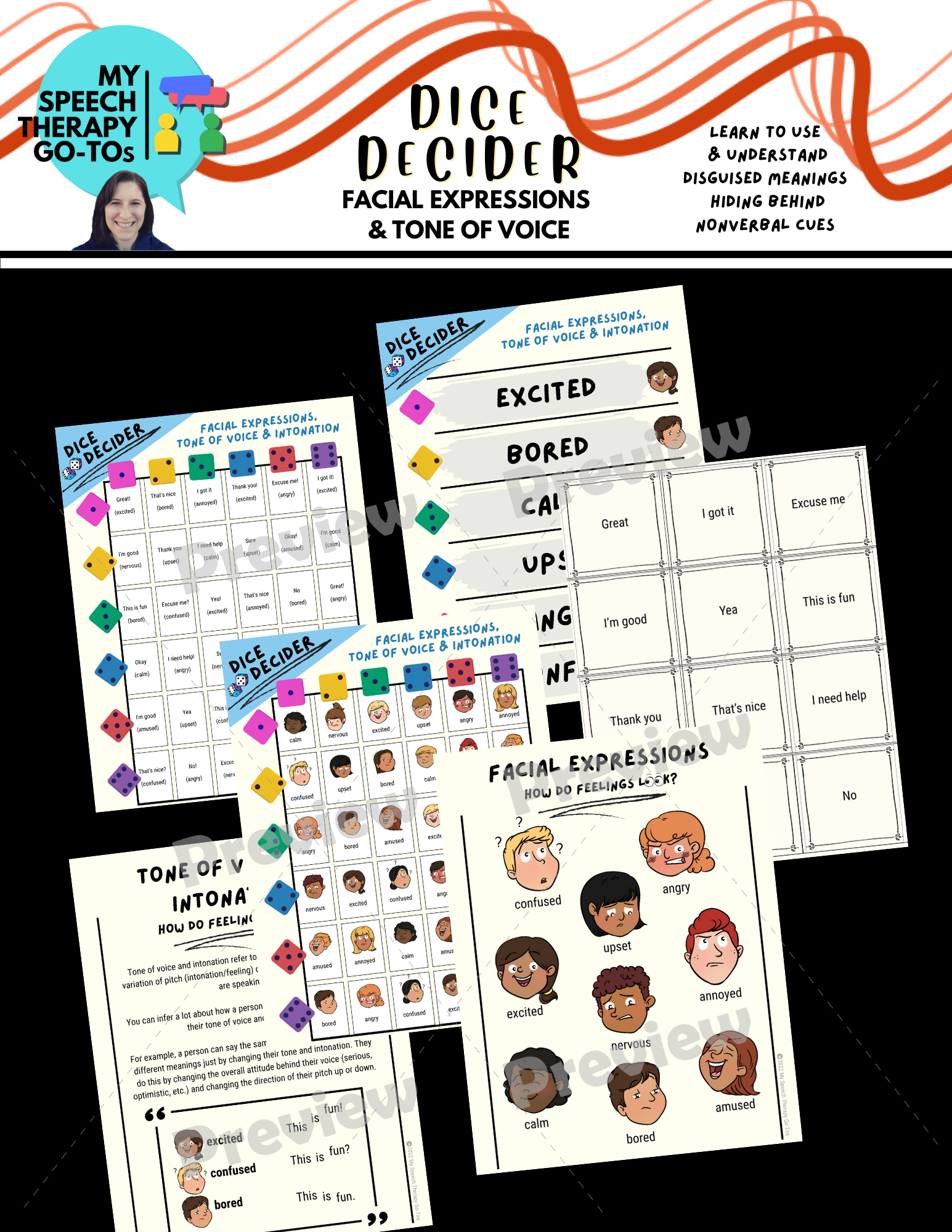 Nonverbal Communication Dice Game Facial Expressions Tone of Voice