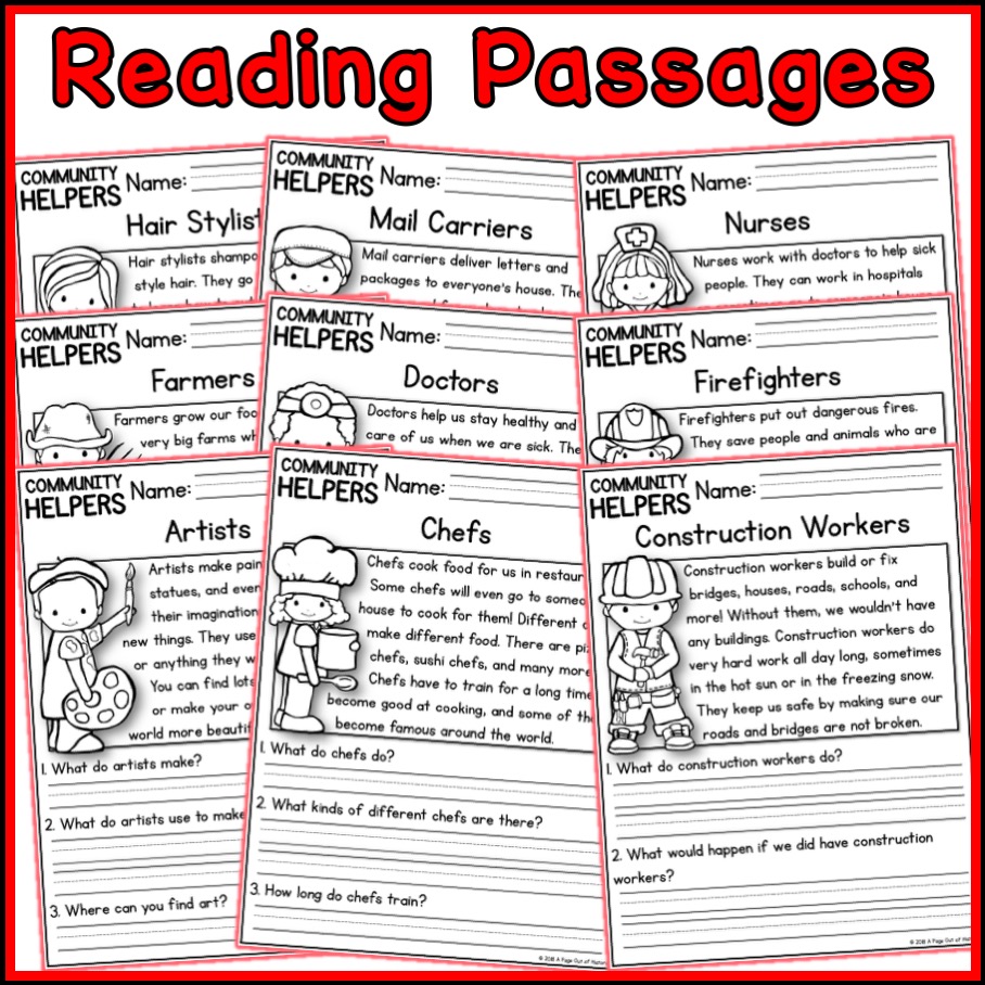 Community Helpers Social Studies Reading Comprehension Passages K-2 -  Classful