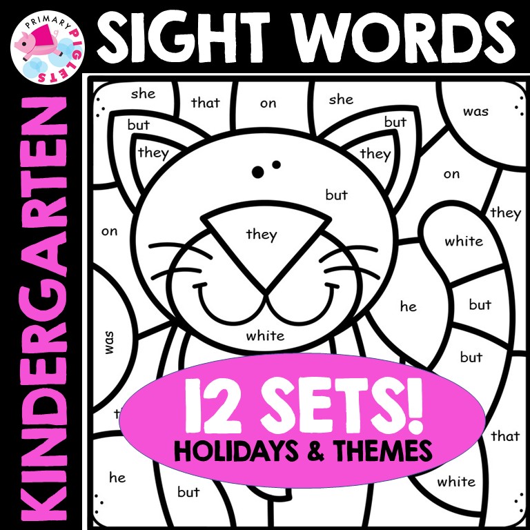 Color by Sight Words Kindergarten Primer FALL WINTER SPRING SUMMER YEARLONG  BUNDLE Color by Code - Classful