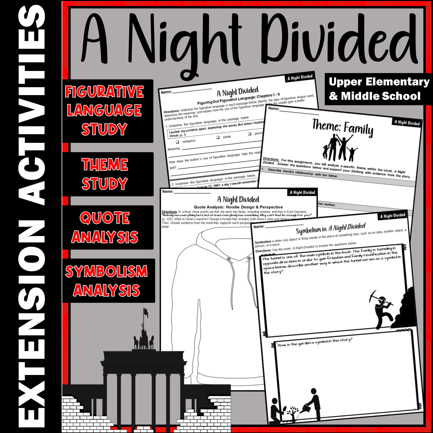 A Night Divided Novel Study Extension Activities Classful