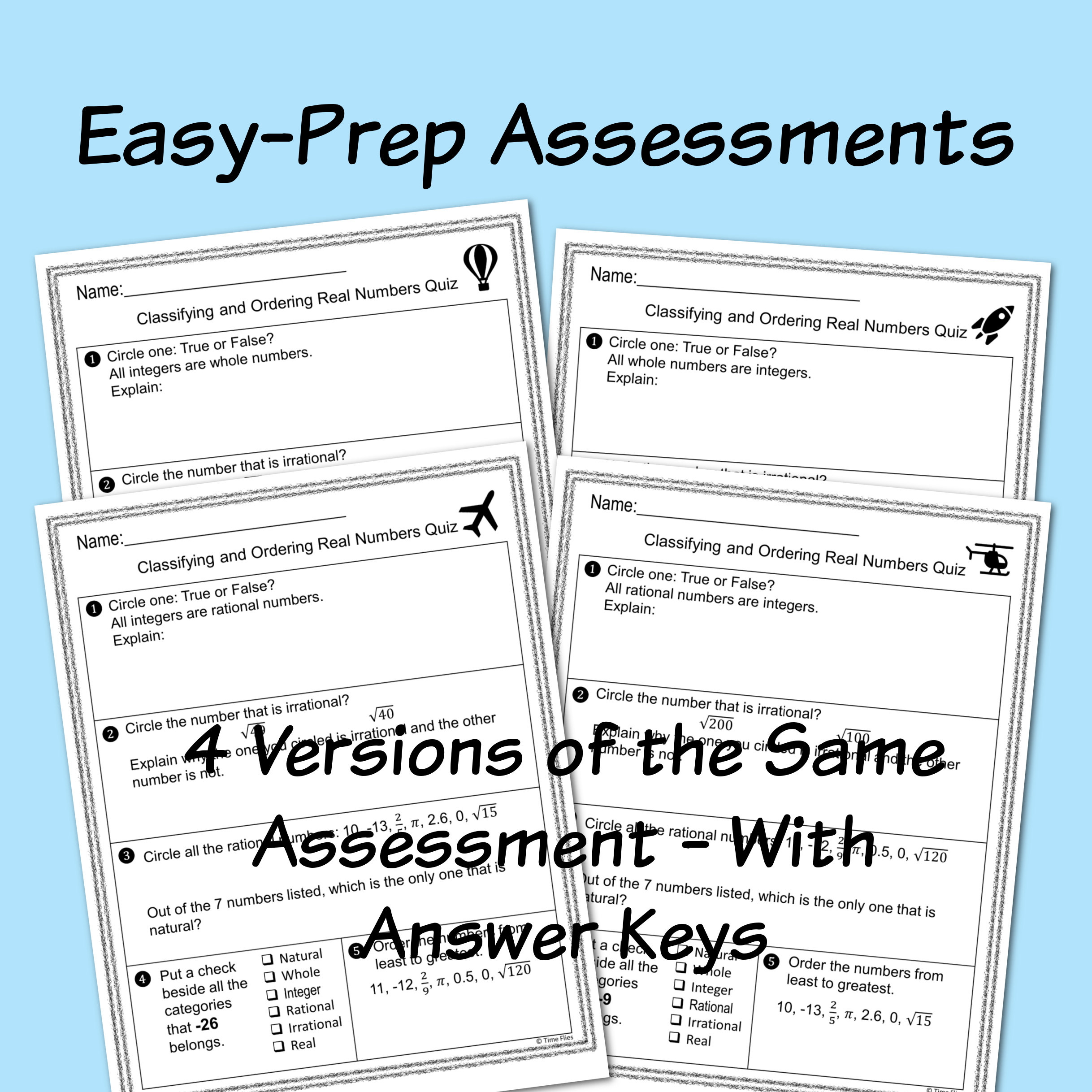 Classifying and ordering real numbers quiz classful
