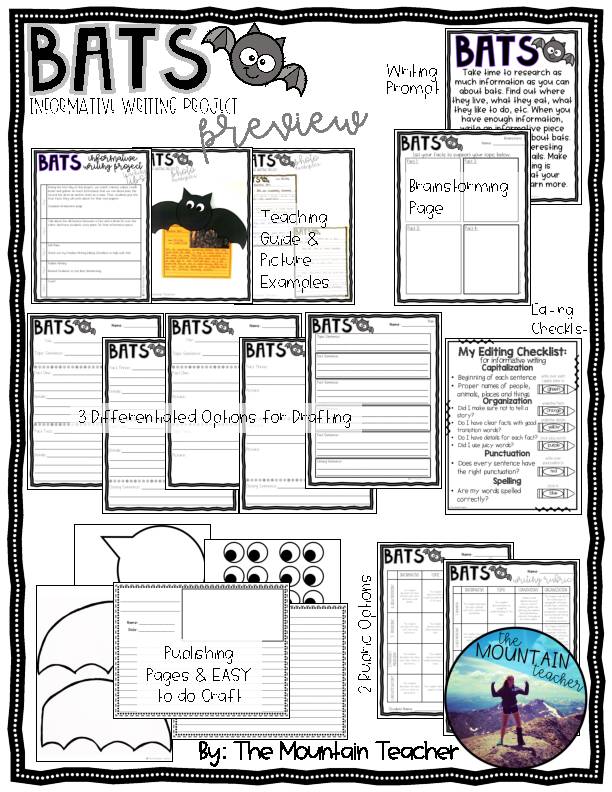 All About Bats Informative Writing Activity - Classful