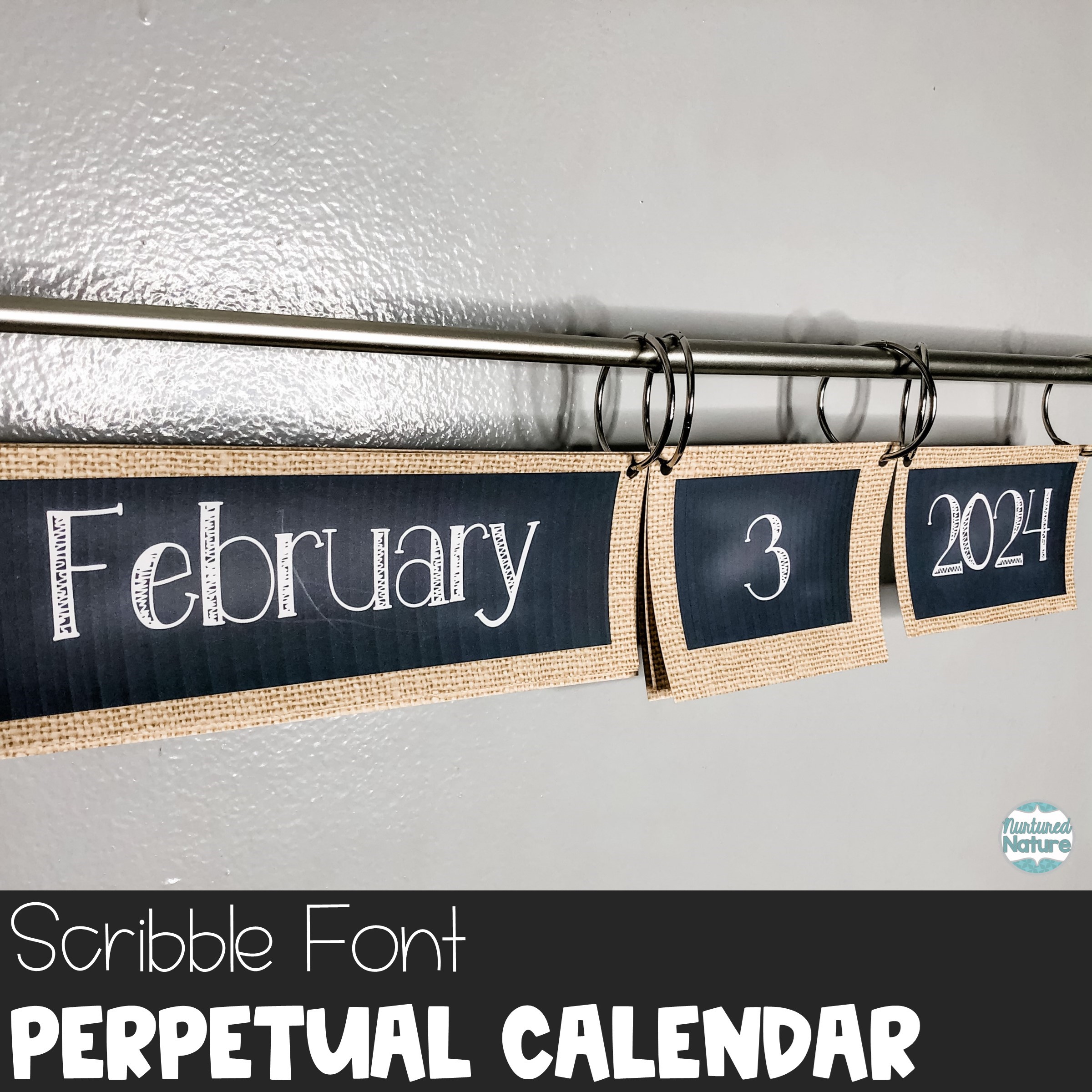 Flip Calendar For Classroom Chalkboard On Burlap Decor Scribble 