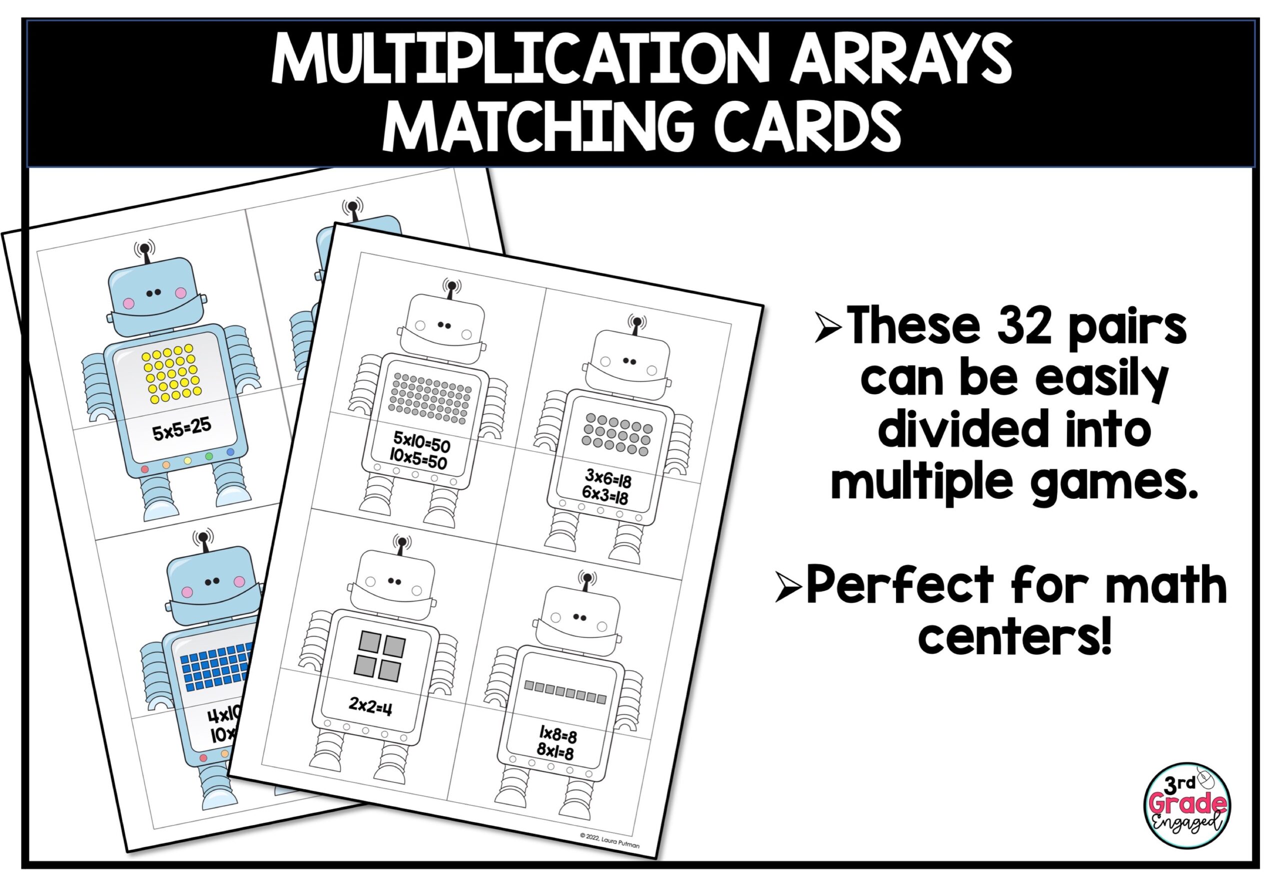 Multiplication Arrays Matching Game - Classful