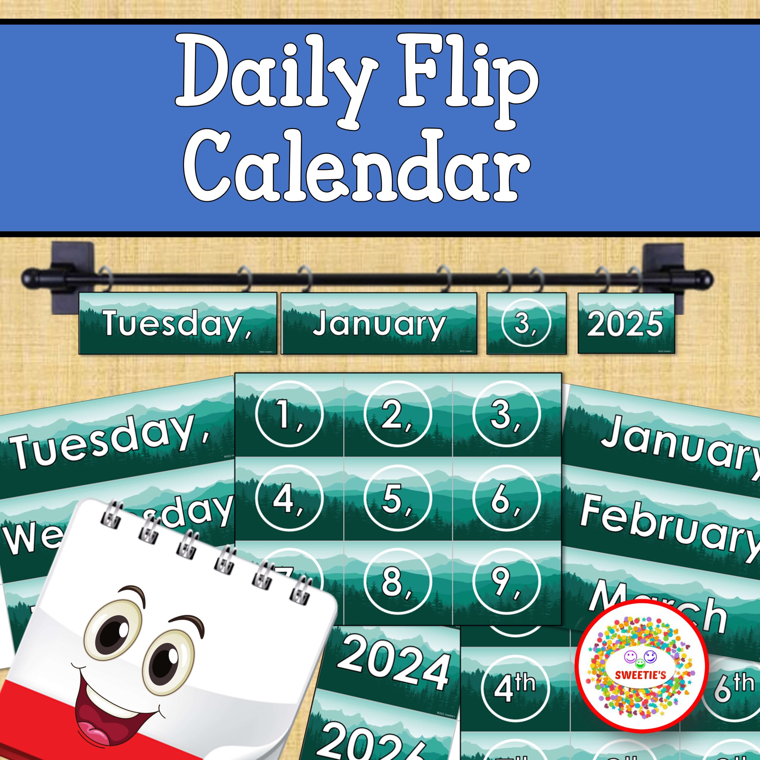 Daily Flip Calendar 2022 To 2051 Mountain Theme Classful