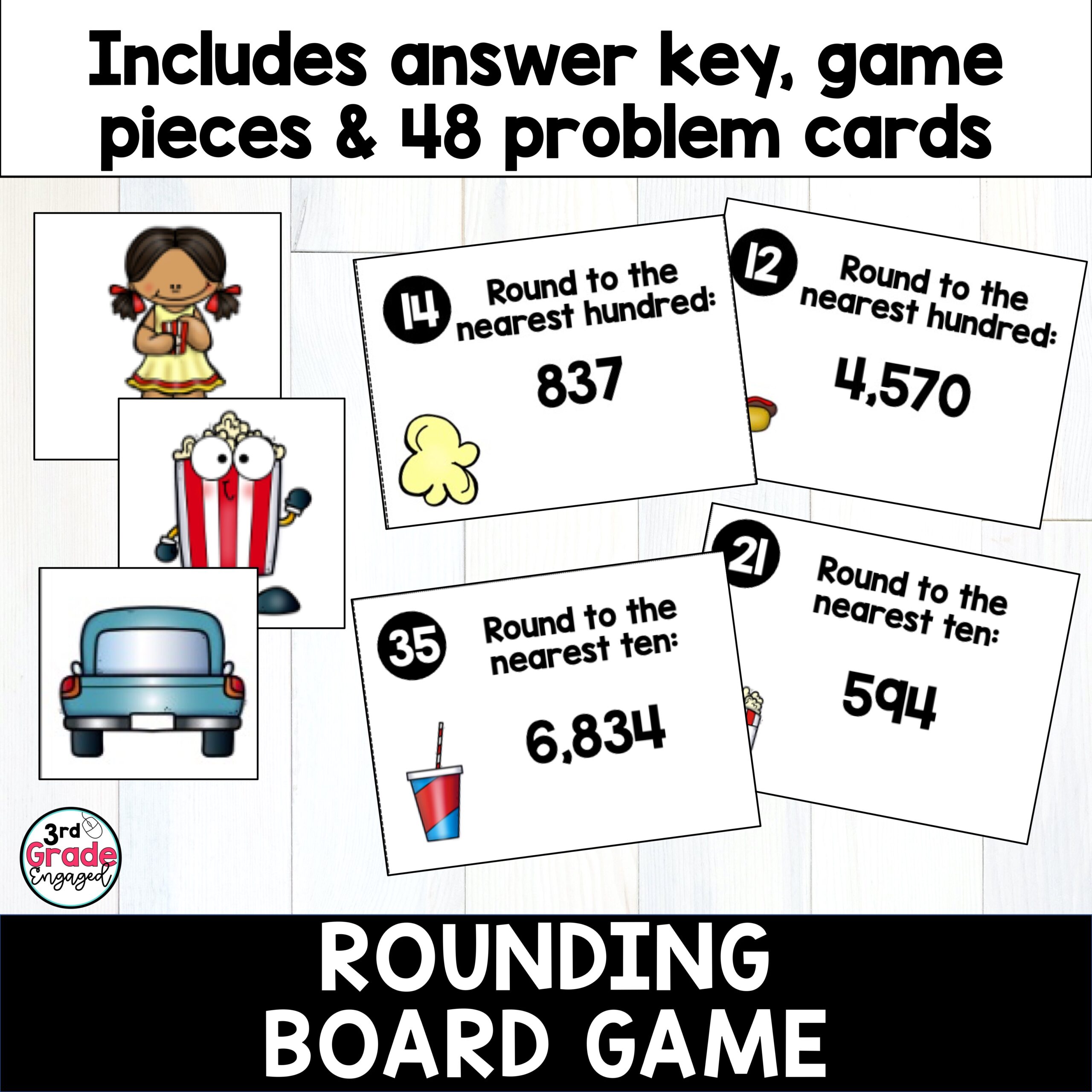 Rounding to the Nearest 10 and 100 Place Value Board Game - Classful