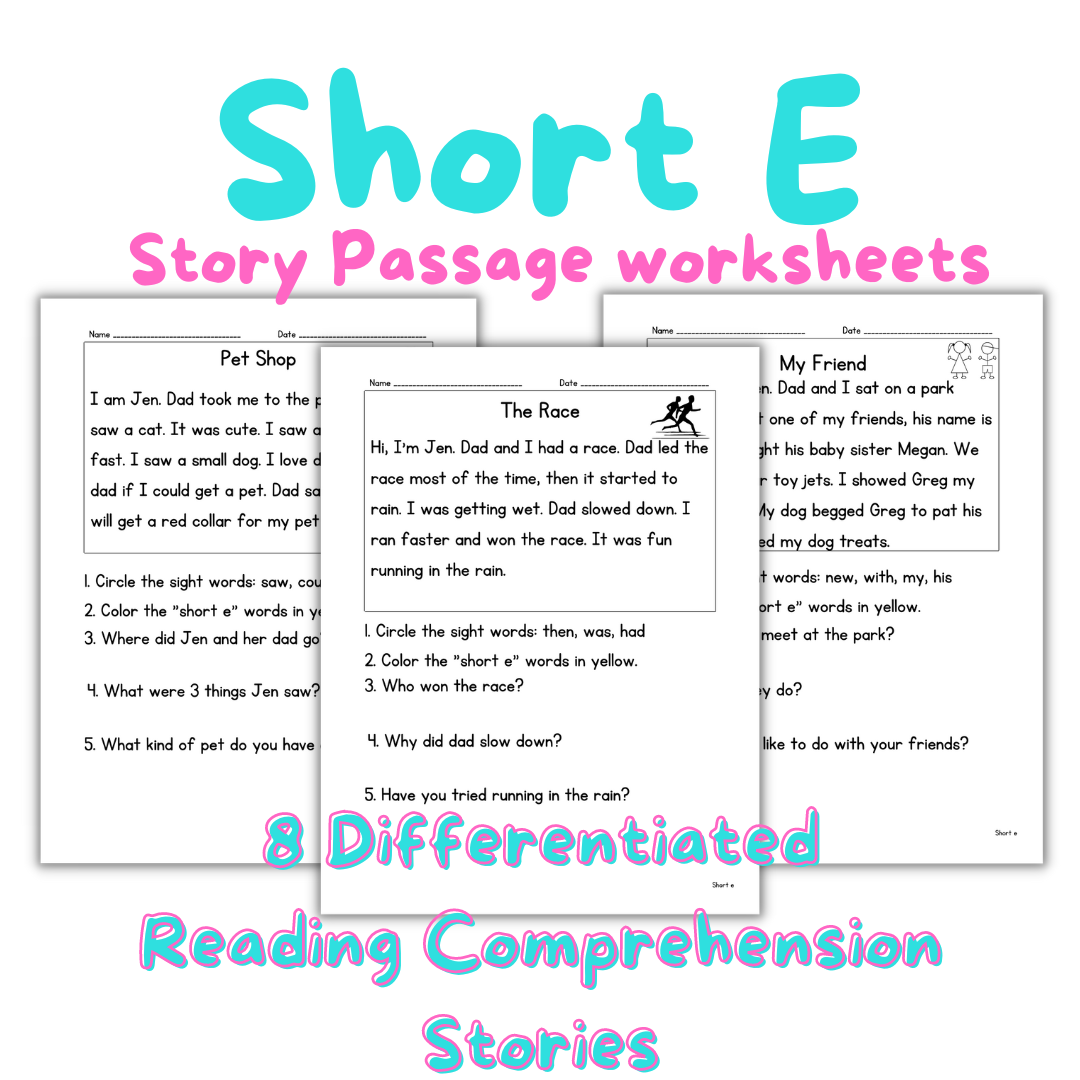 Short E Story Passage Reading Comprehension Worksheets - Classful