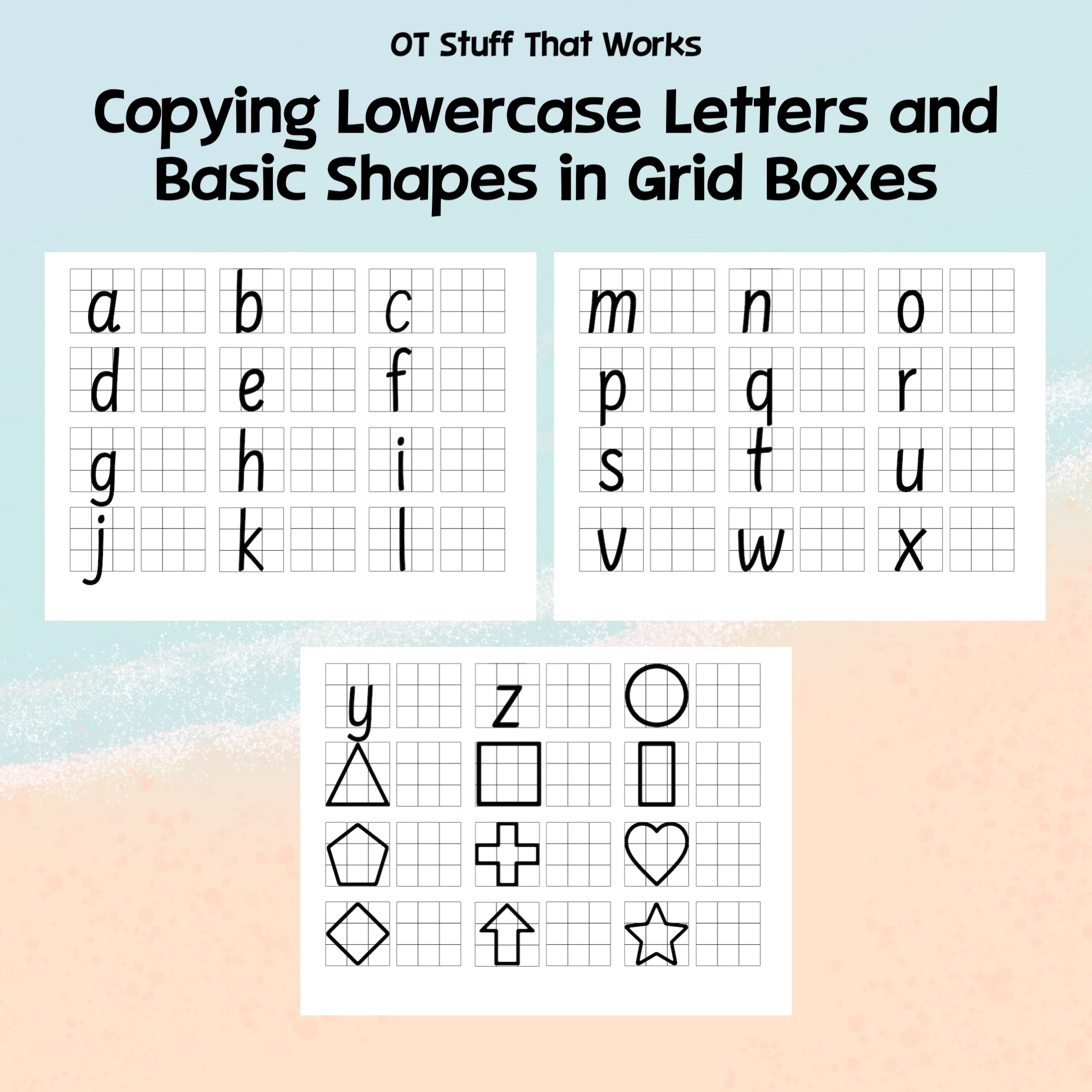 Copying Lowercase Letters and Basic Shapes in Grid Boxes (Occupational ...