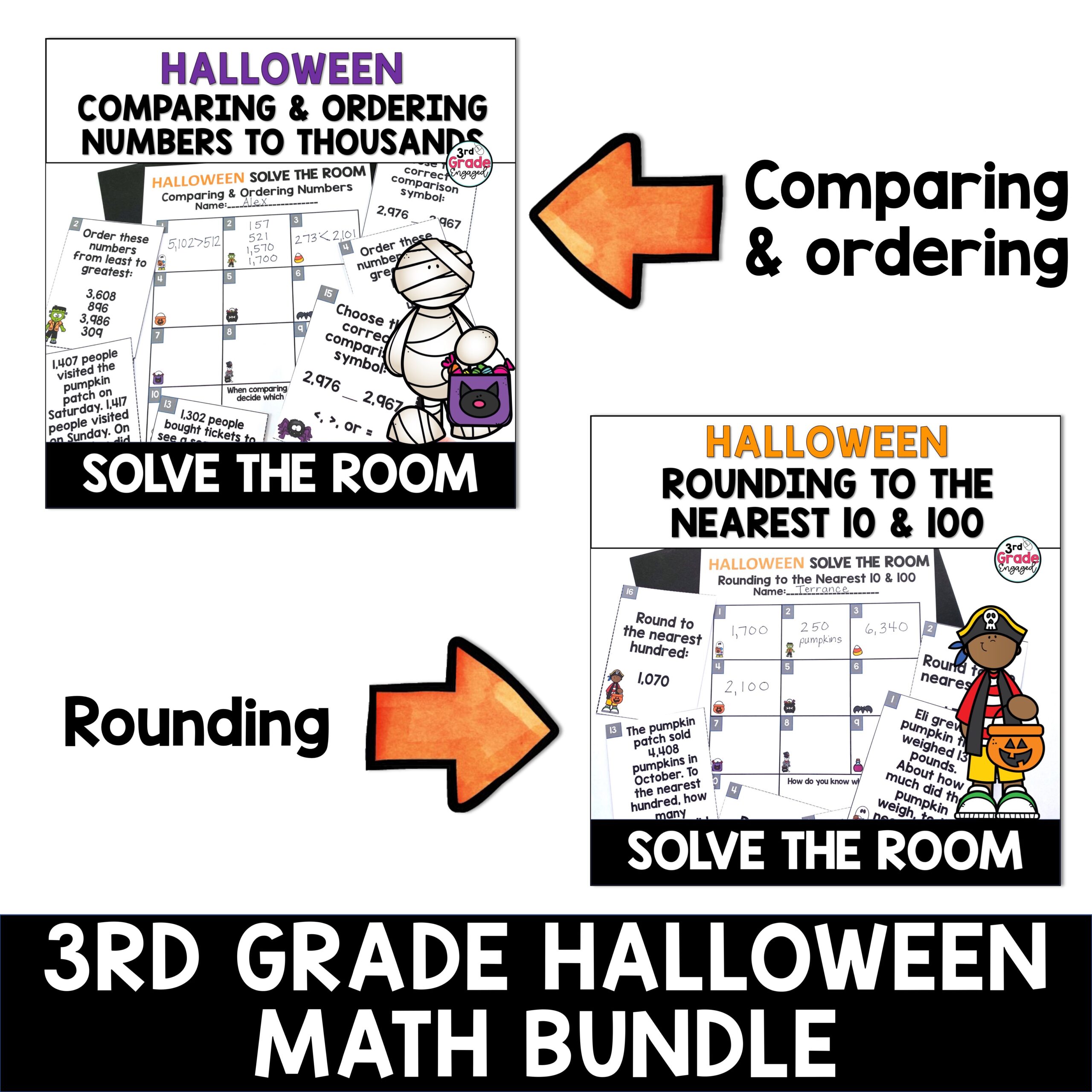 Third Grade Solve the Room Halloween Math Activities Bundle - Classful