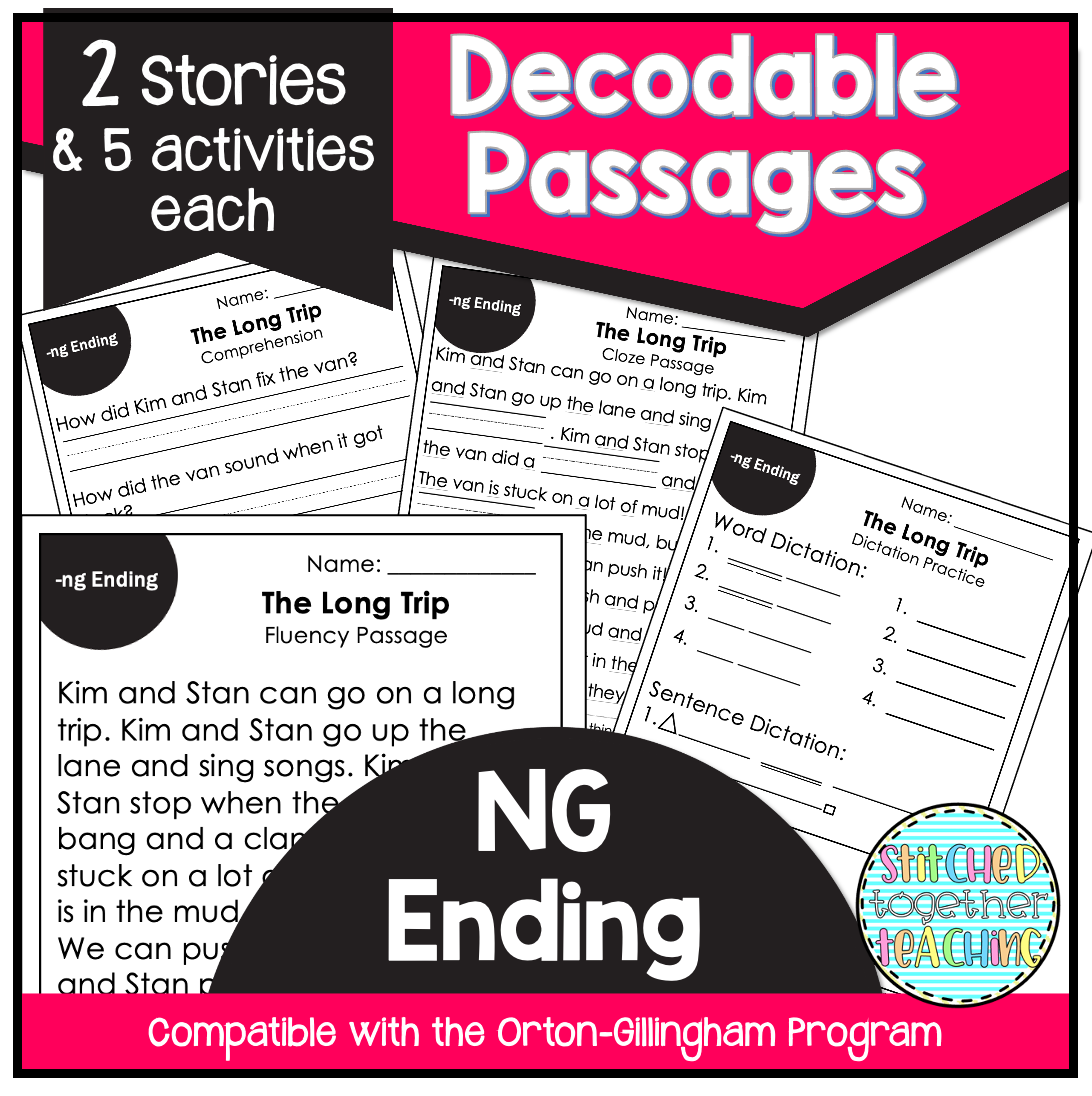 Decodable Reading Passages NG Ending Orton Gillingham Classful