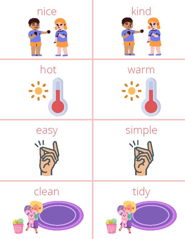 Synonyms Bundle Printable Flashcards Classful