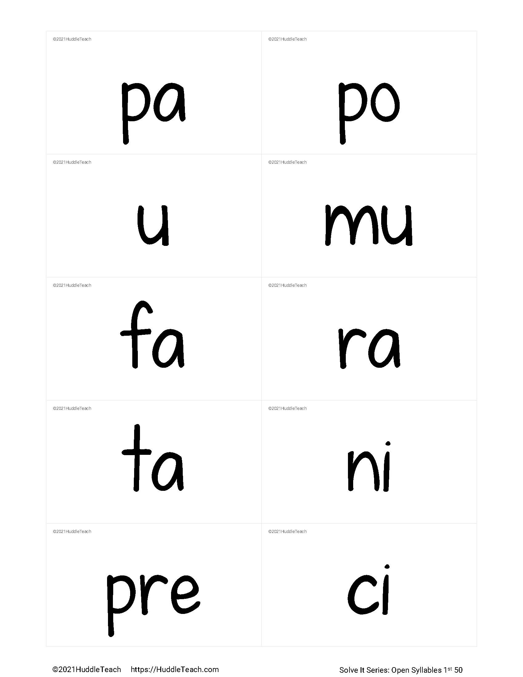 Open Syllables Solve It! Series Classful