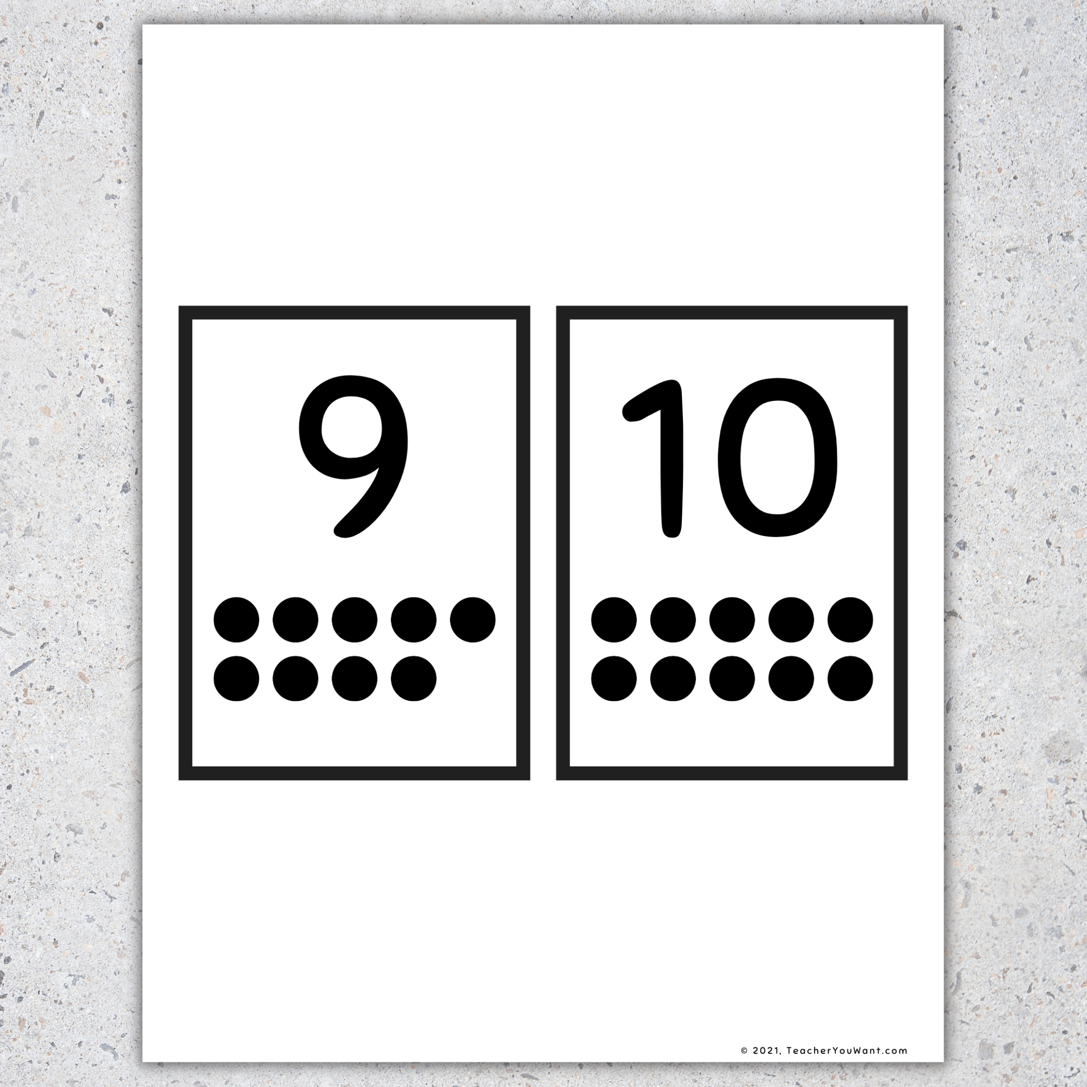 Number Flash Cards 1-10- Counting Dots (Ten Frames), Back to School -  Classful