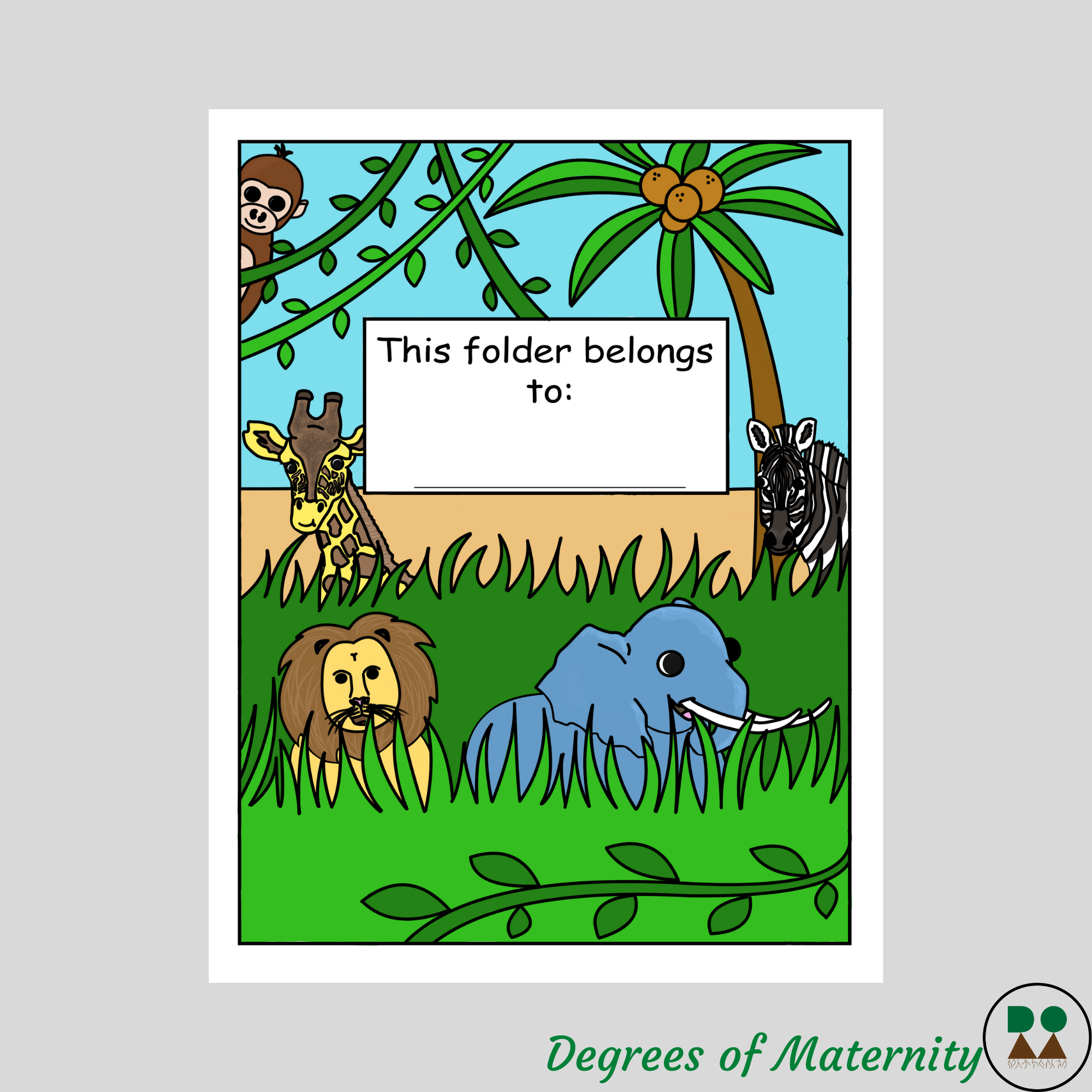 Safari Animals-Themed Printable Covers (Binder, Folder, Notebook) in Color  - Classful