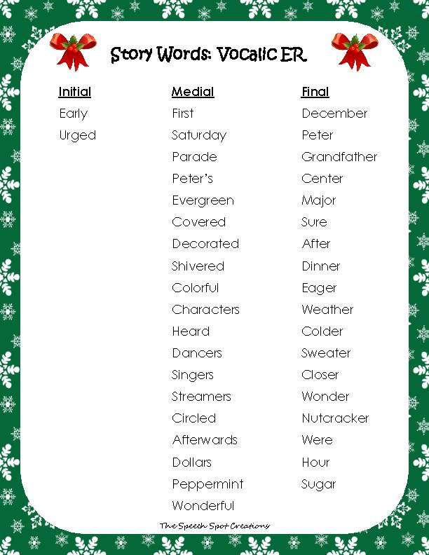 Holiday Vocalic ER Articulation Story for Speech Carryover - Classful
