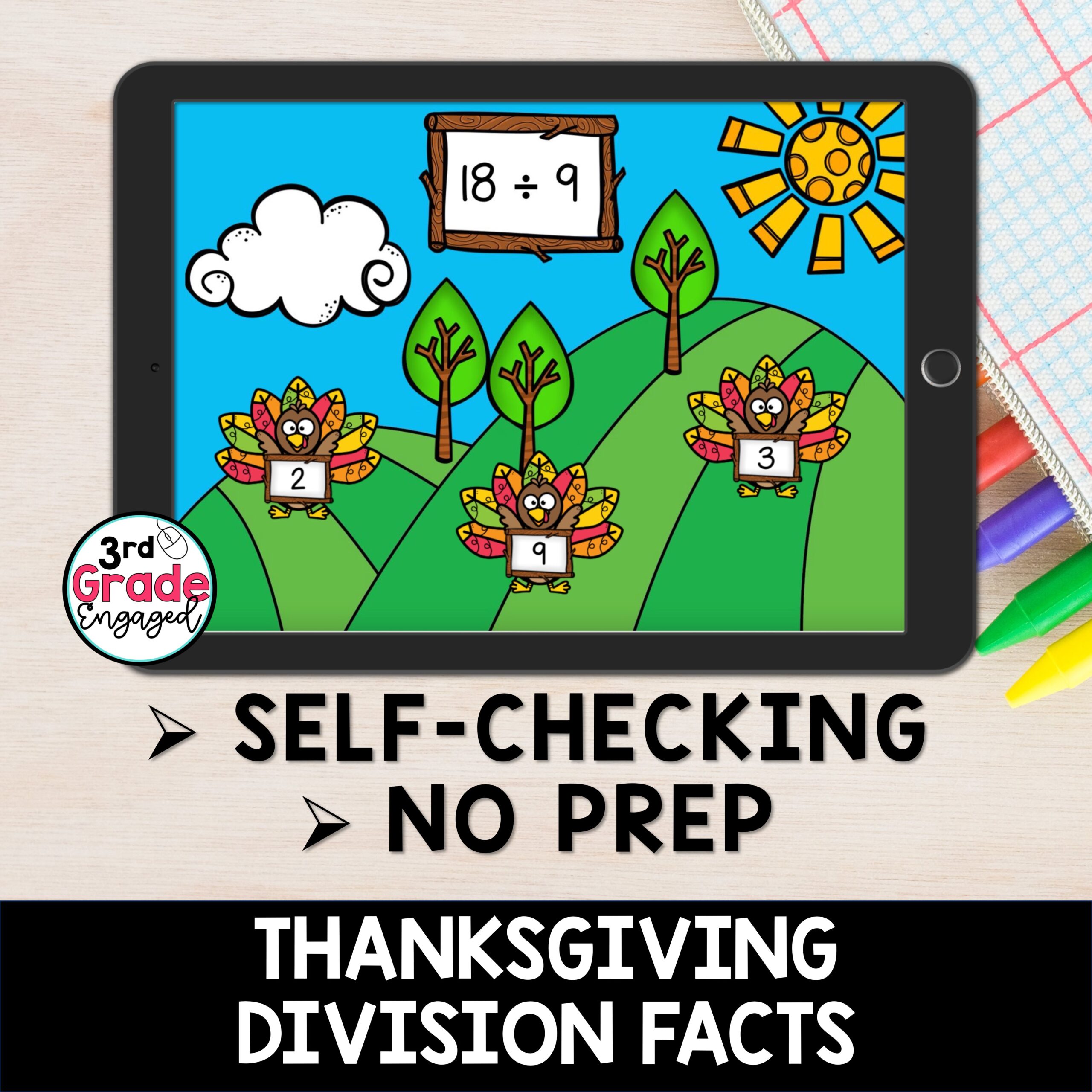 Thanksgiving Catch the Turkey Division Facts for Google Slides ™ - Classful