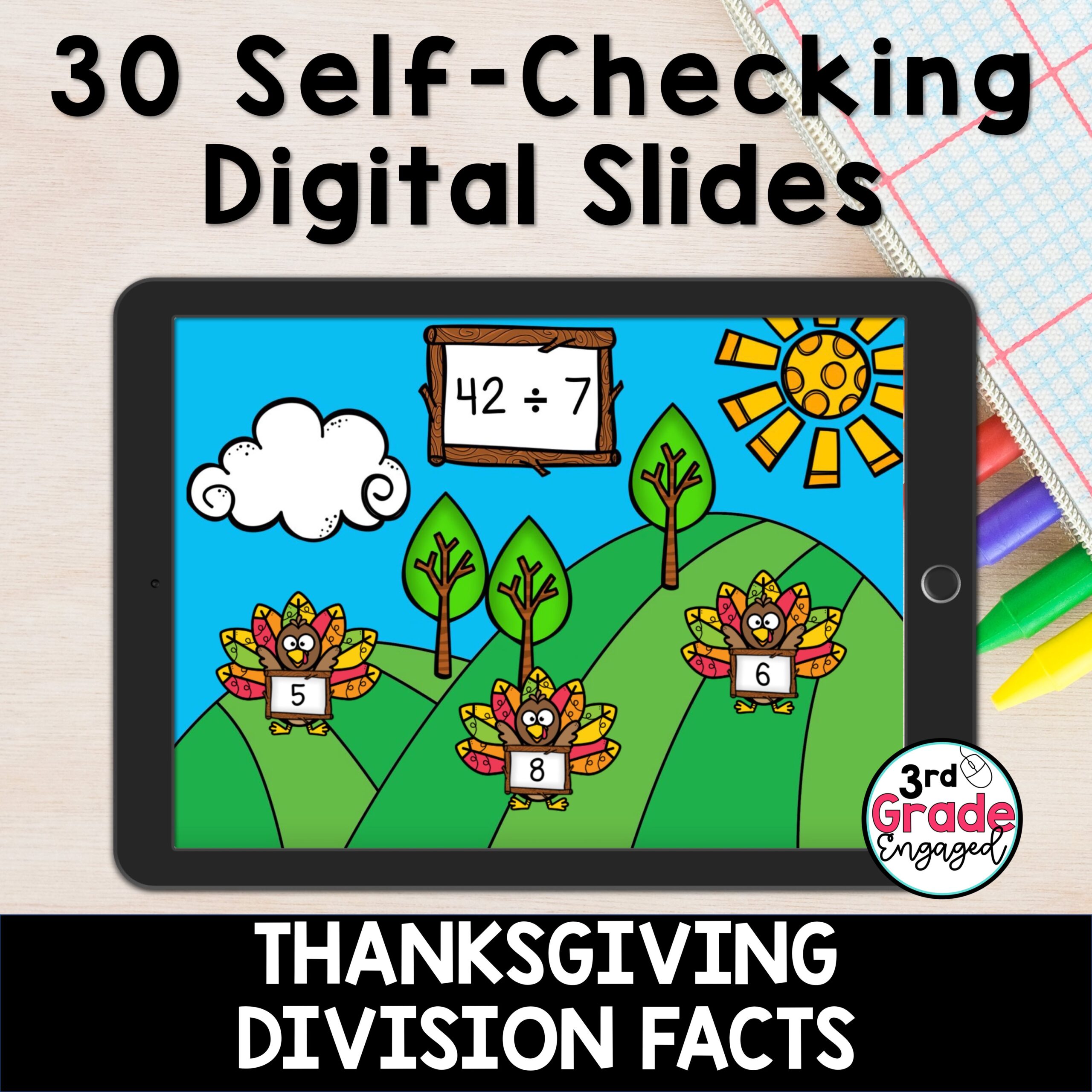 Thanksgiving Catch the Turkey Division Facts for Google Slides ™ - Classful